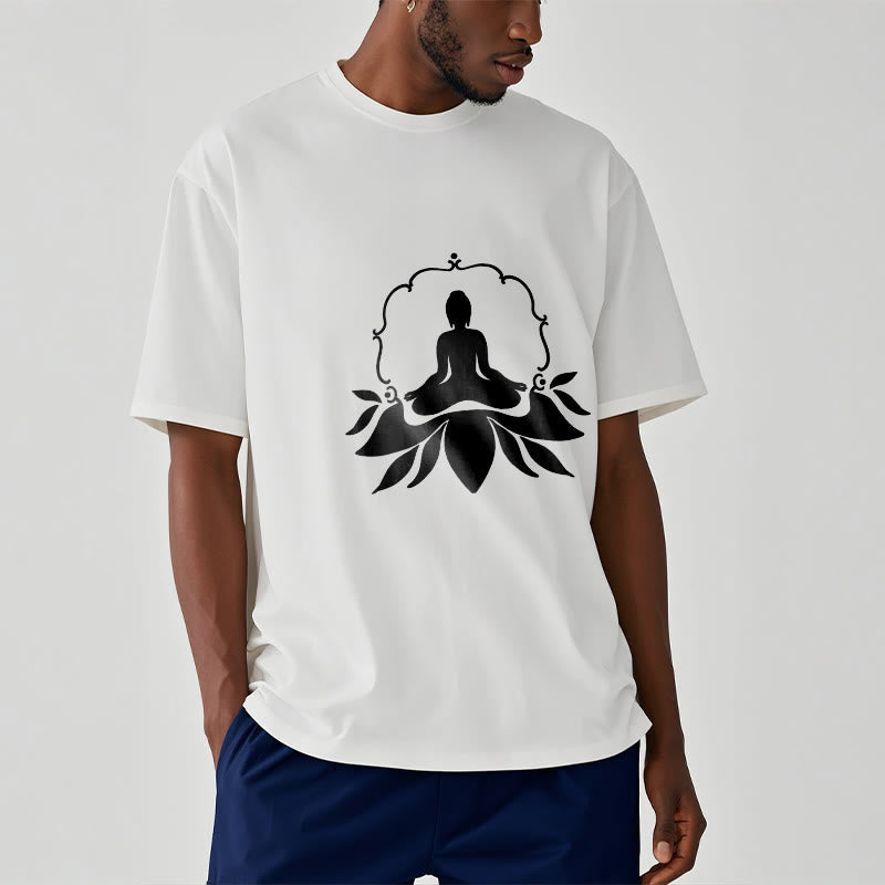 Nimara Ritual Meditating Buddha Seated on Grass Tee T-shirt