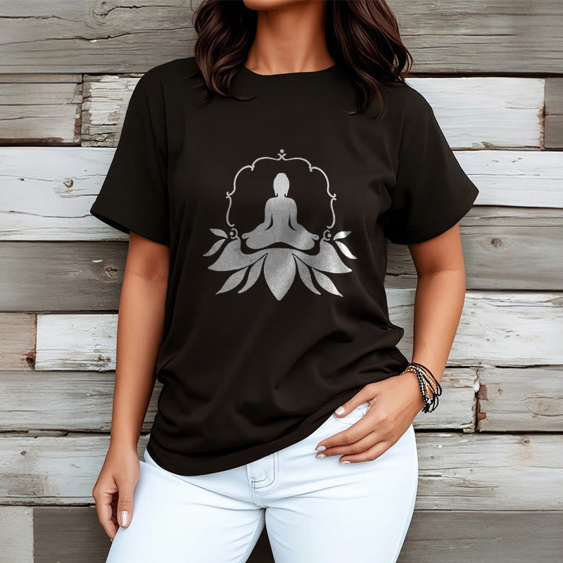 Nimara Ritual Meditating Buddha Seated on Grass Tee T-shirt