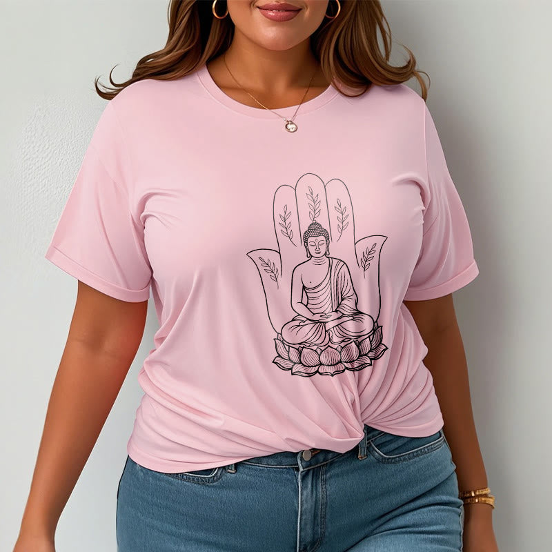 Nimara Ritual Meditating Buddha Seated Hand Leaves Lotus Base Tee T-shirt