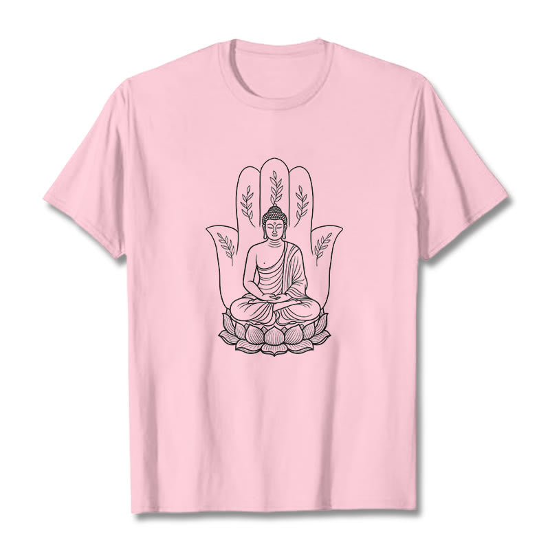Nimara Ritual Meditating Buddha Seated Hand Leaves Lotus Base Tee T-shirt