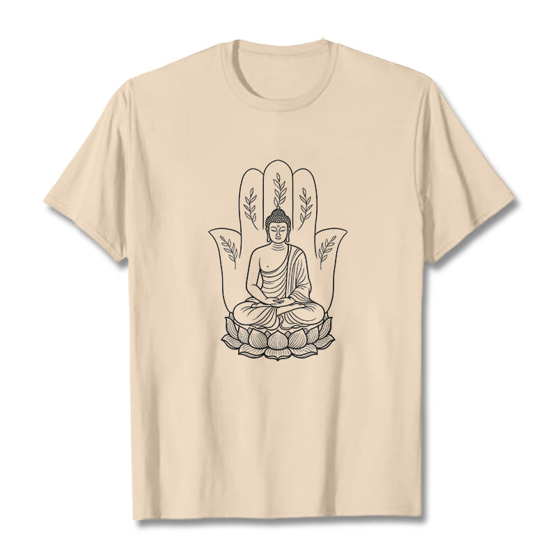 Nimara Ritual Meditating Buddha Seated Hand Leaves Lotus Base Tee T-shirt