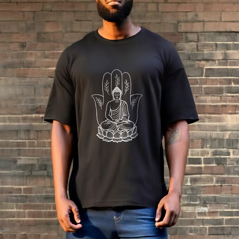 Nimara Ritual Meditating Buddha Seated Hand Leaves Lotus Base Tee T-shirt