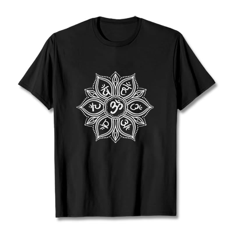 Nimara Ritual Mandala Flower Om Mani Padme Hum Mantra Tee T-shirt