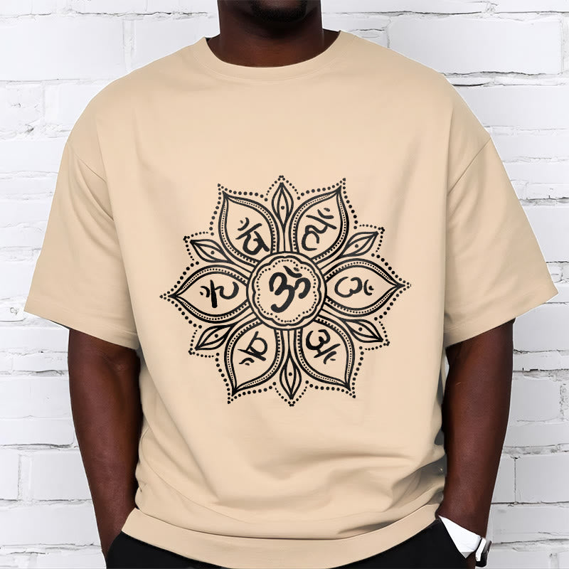Nimara Ritual Mandala Flower Om Mani Padme Hum Mantra Tee T-shirt