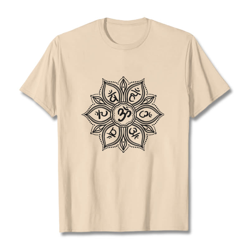 Nimara Ritual Mandala Flower Om Mani Padme Hum Mantra Tee T-shirt