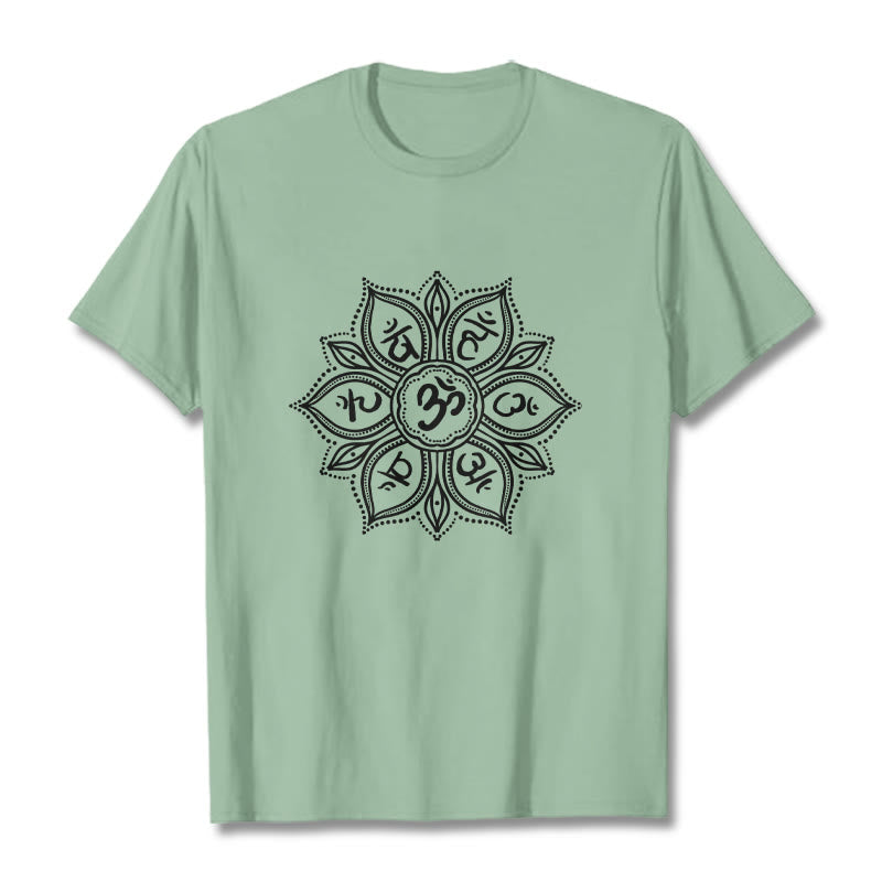 Nimara Ritual Mandala Flower Om Mani Padme Hum Mantra Tee T-shirt