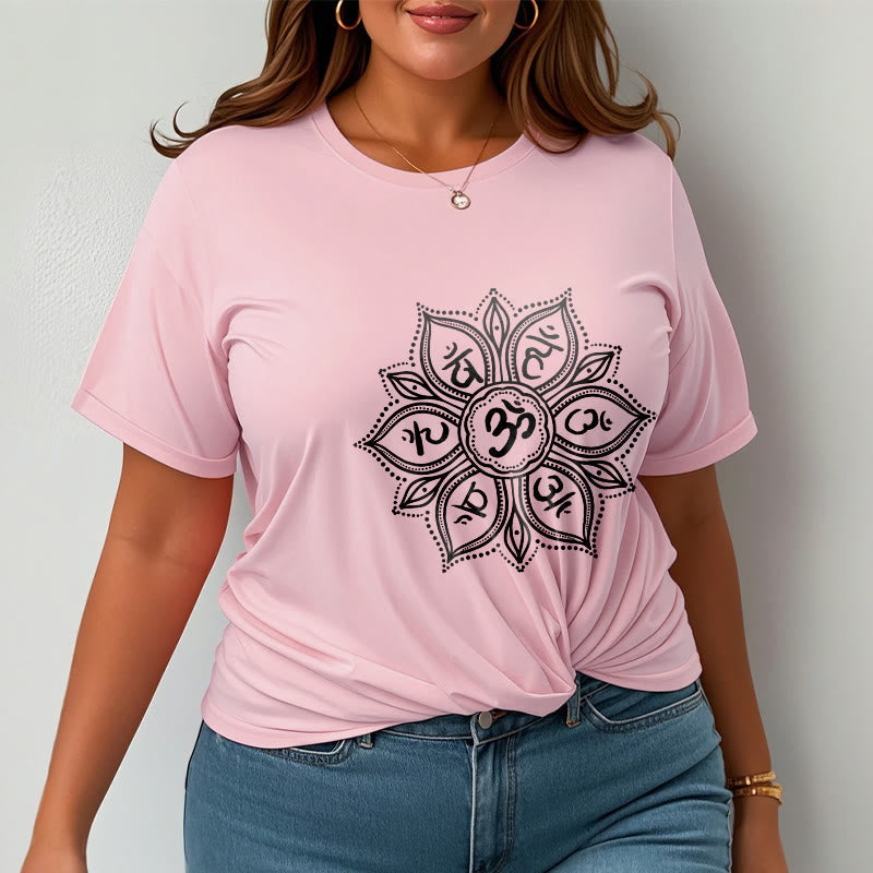 Nimara Ritual Mandala Flower Om Mani Padme Hum Mantra Tee T-shirt
