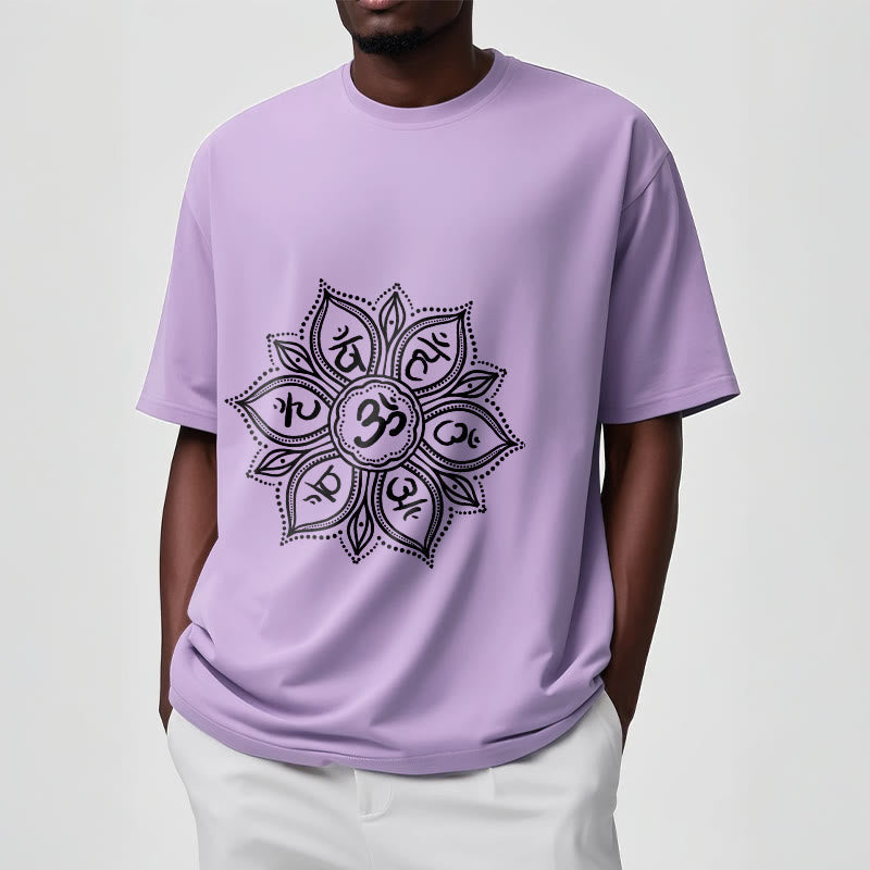 Nimara Ritual Mandala Flower Om Mani Padme Hum Mantra Tee T-shirt