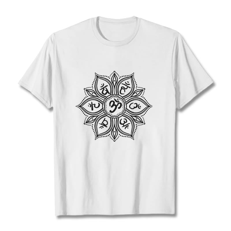 Nimara Ritual Mandala Flower Om Mani Padme Hum Mantra Tee T-shirt