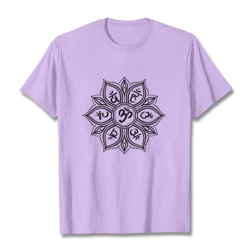 Nimara Ritual Mandala Flower Om Mani Padme Hum Mantra Tee T-shirt
