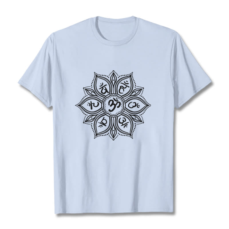 Nimara Ritual Mandala Flower Om Mani Padme Hum Mantra Tee T-shirt
