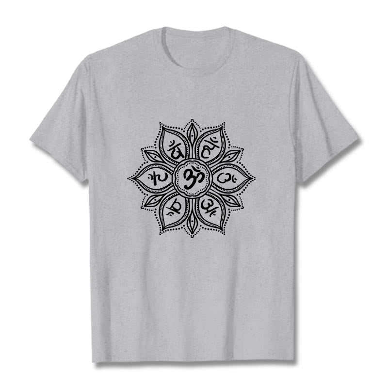 Nimara Ritual Mandala Flower Om Mani Padme Hum Mantra Tee T-shirt