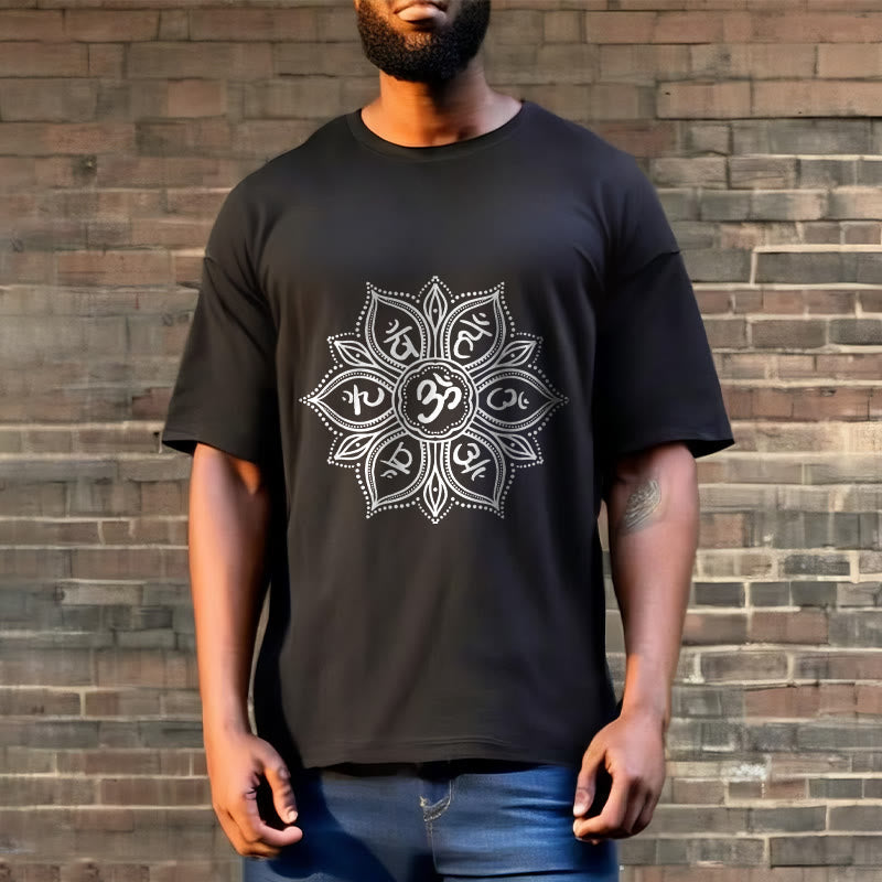 Nimara Ritual Mandala Flower Om Mani Padme Hum Mantra Tee T-shirt
