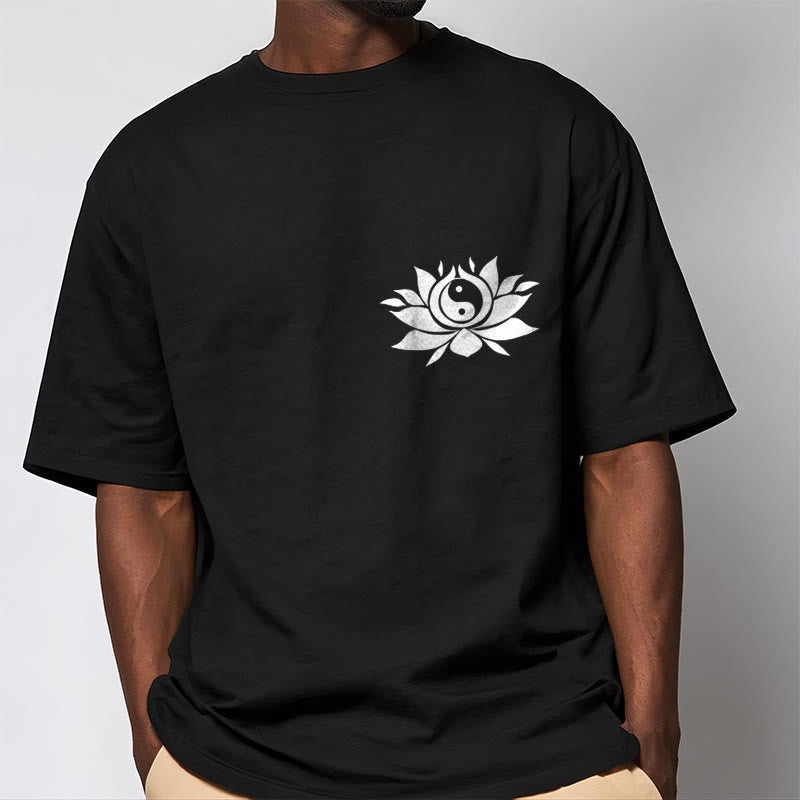 Nimara Ritual Yin Yang Lotus Flower Design Tee T-shirt