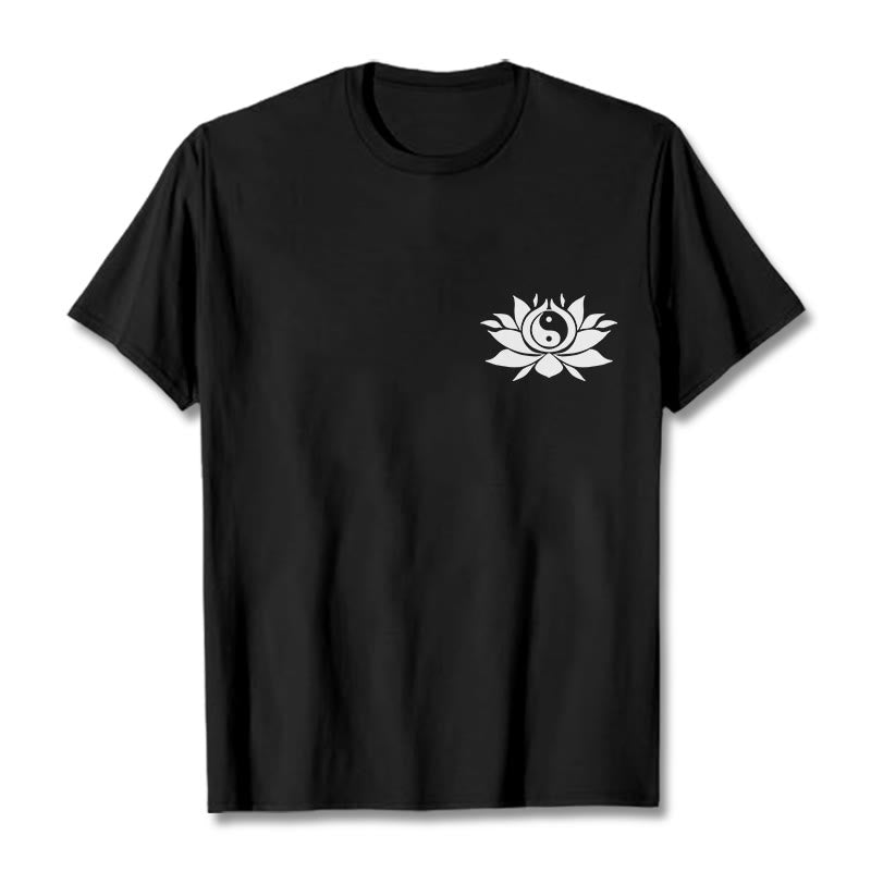 Nimara Ritual Yin Yang Lotus Flower Design Tee T-shirt