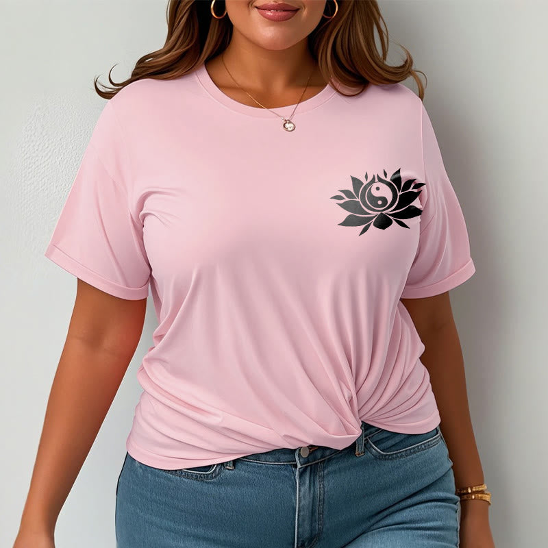 Nimara Ritual Yin Yang Lotus Flower Design Tee T-shirt
