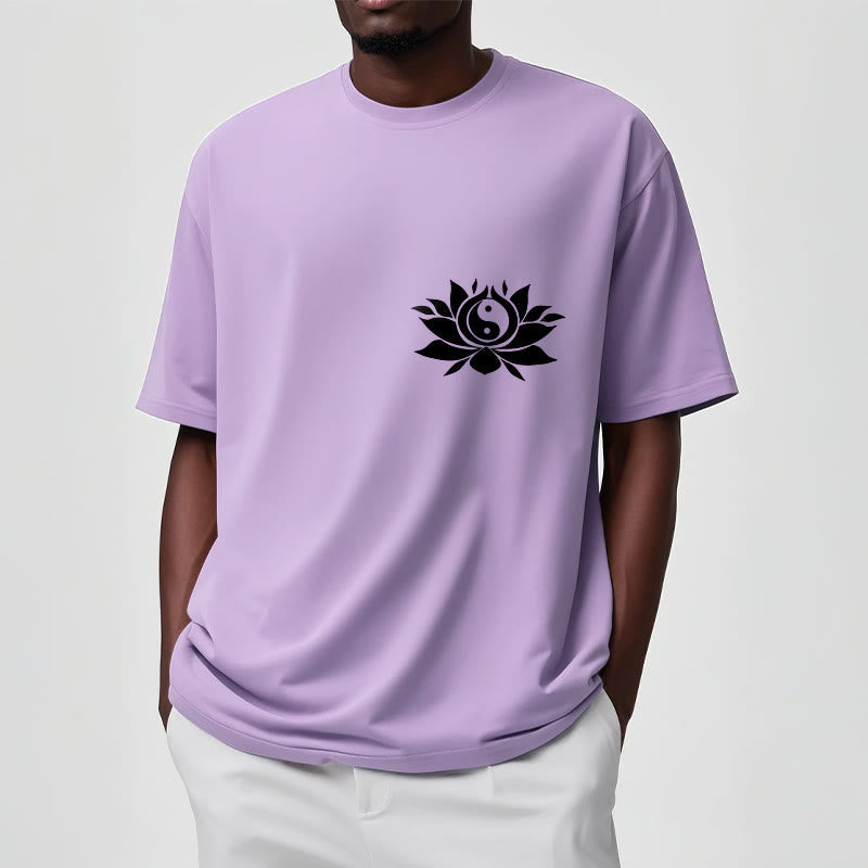 Nimara Ritual Yin Yang Lotus Flower Design Tee T-shirt