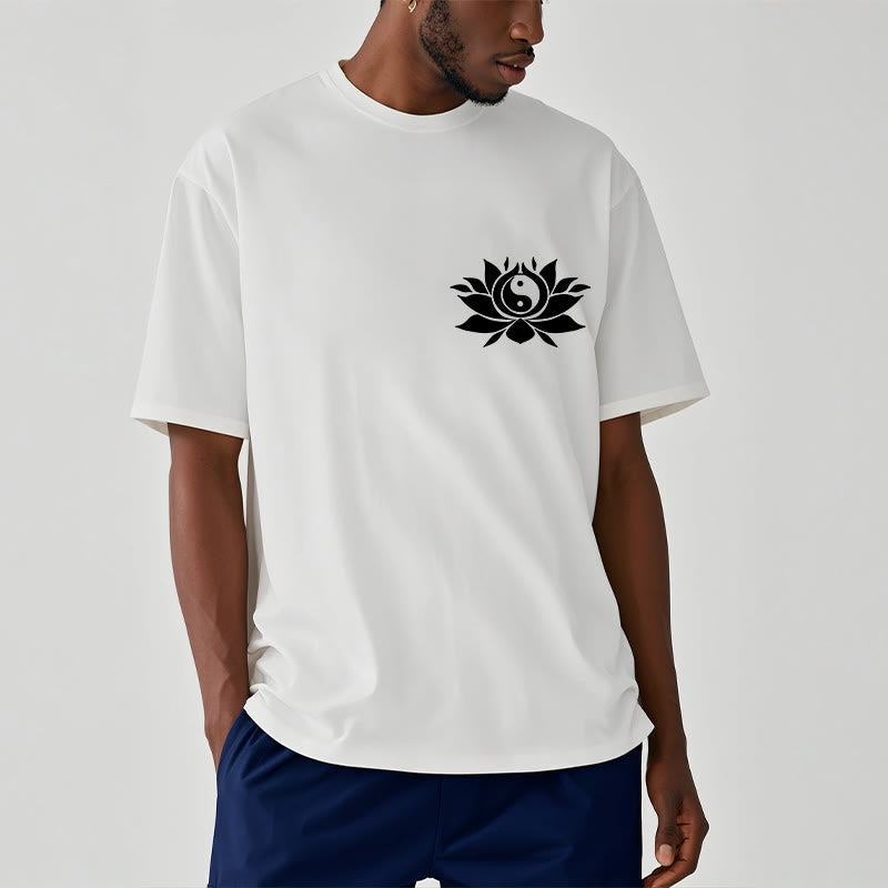 Nimara Ritual Yin Yang Lotus Flower Design Tee T-shirt