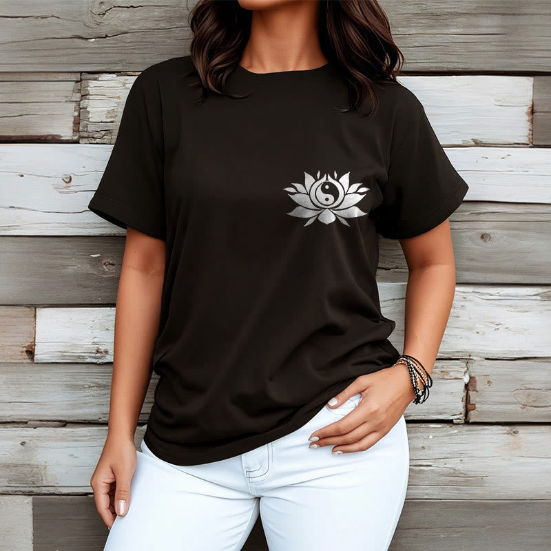 Nimara Ritual Yin Yang Lotus Flower Design Tee T-shirt