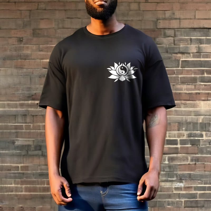 Nimara Ritual Yin Yang Lotus Flower Design Tee T-shirt