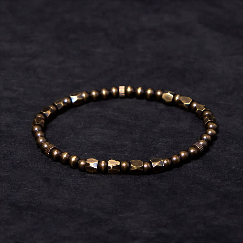 Nimara Ritual Vintage Distressed Simple Design Copper Brass Beads Wealth Bracelet