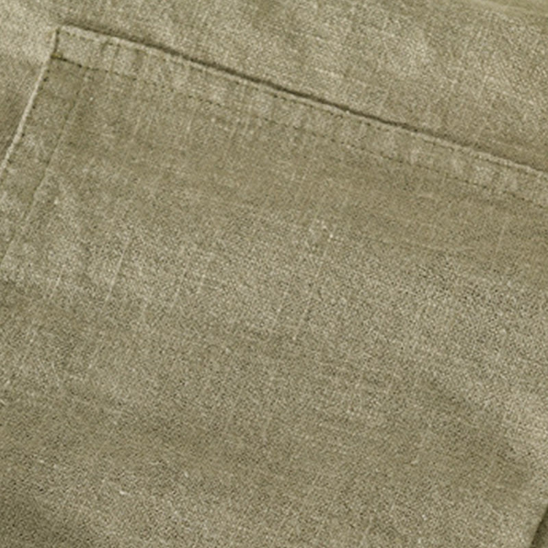 Nimara Ritual Commute Fall Solid Color Lapel Men's Long Sleeve Cotton Linen Shirt With Pocket
