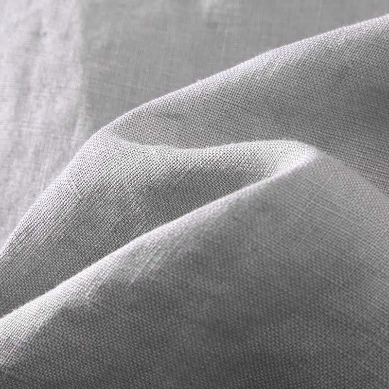 Nimara Ritual Crew Neck Simple Design Men's Short Sleeve Linen Shirt With Pocket
