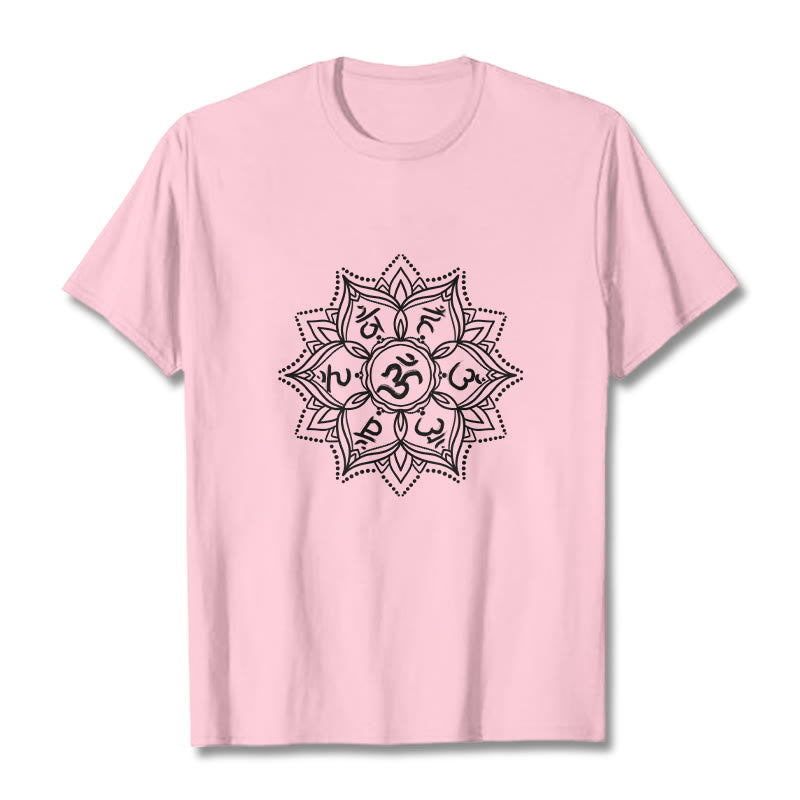Nimara Ritual Mandala Flower Om Mani Padme Hum Sanskrit Mantra Tee T-shirt