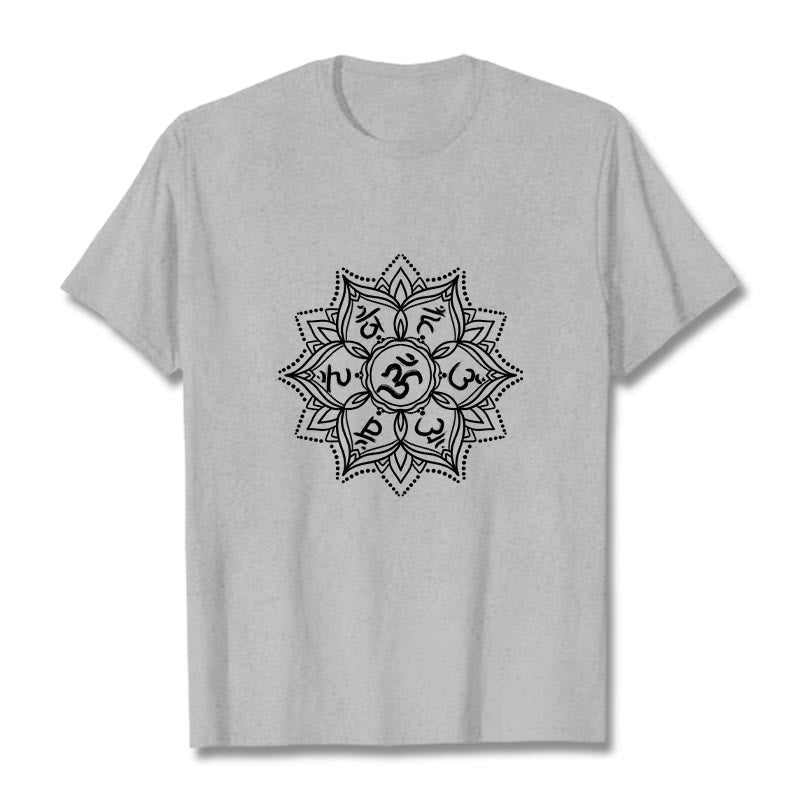 Nimara Ritual Mandala Flower Om Mani Padme Hum Sanskrit Mantra Tee T-shirt