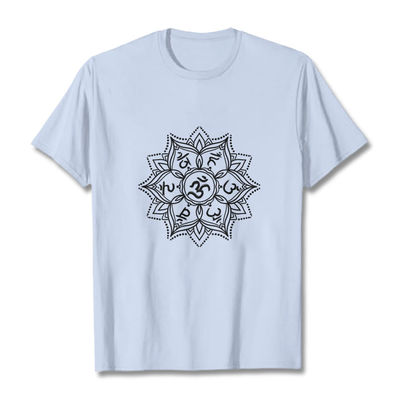 Nimara Ritual Mandala Flower Om Mani Padme Hum Sanskrit Mantra Tee T-shirt