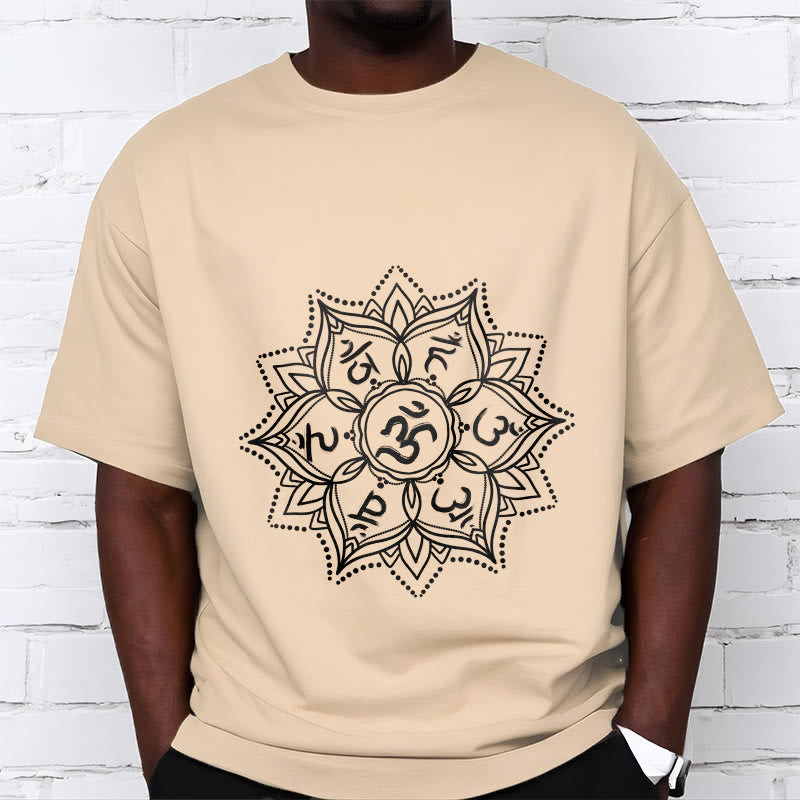 Nimara Ritual Mandala Flower Om Mani Padme Hum Sanskrit Mantra Tee T-shirt
