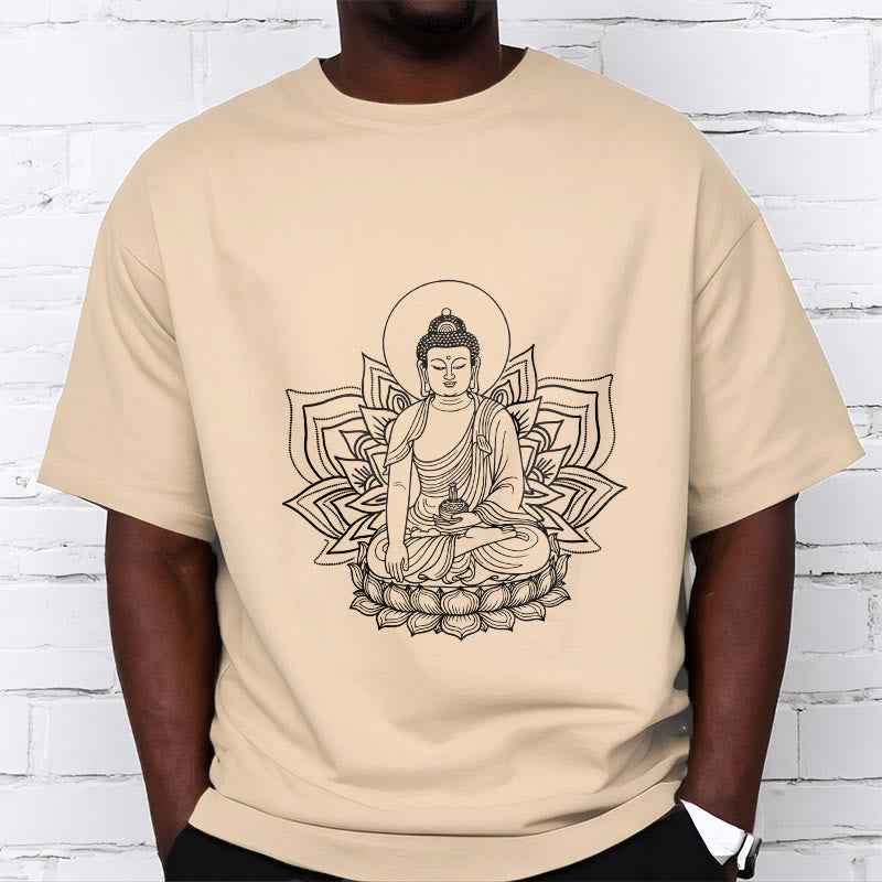 Nimara Ritual Medicine Buddha Seated On A Lotus Pedestal Tee T-shirt