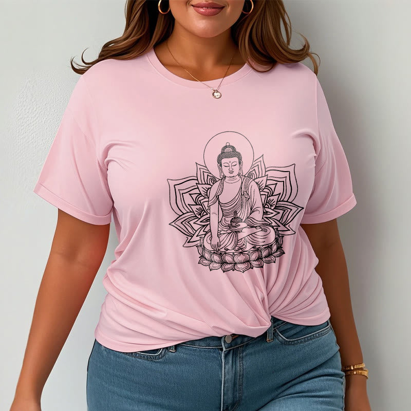 Nimara Ritual Medicine Buddha Seated On A Lotus Pedestal Tee T-shirt