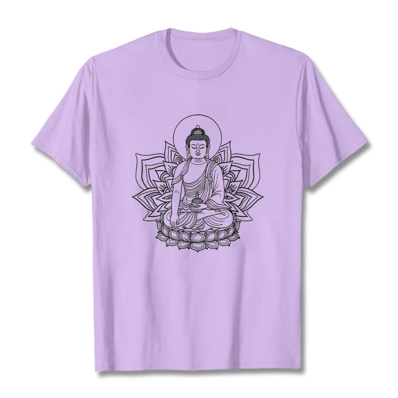 Nimara Ritual Medicine Buddha Seated On A Lotus Pedestal Tee T-shirt