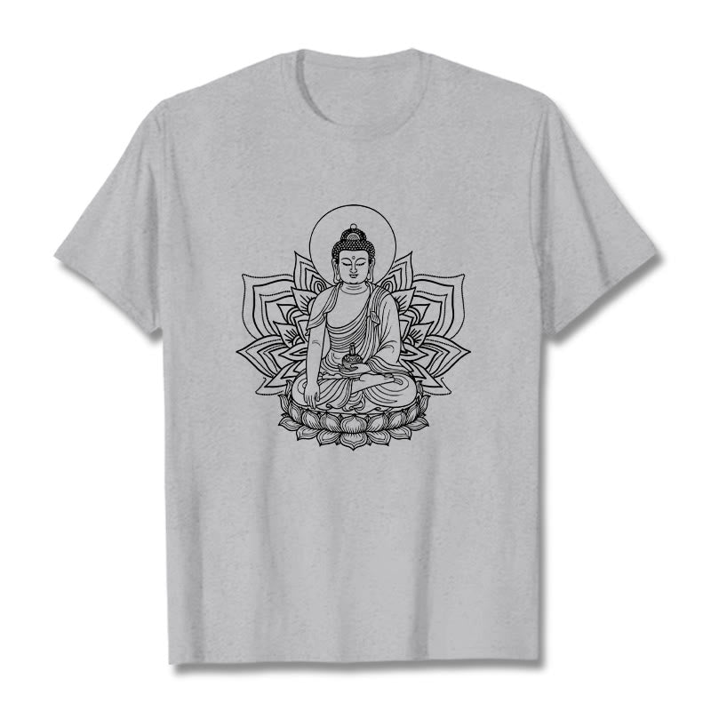 Nimara Ritual Medicine Buddha Seated On A Lotus Pedestal Tee T-shirt