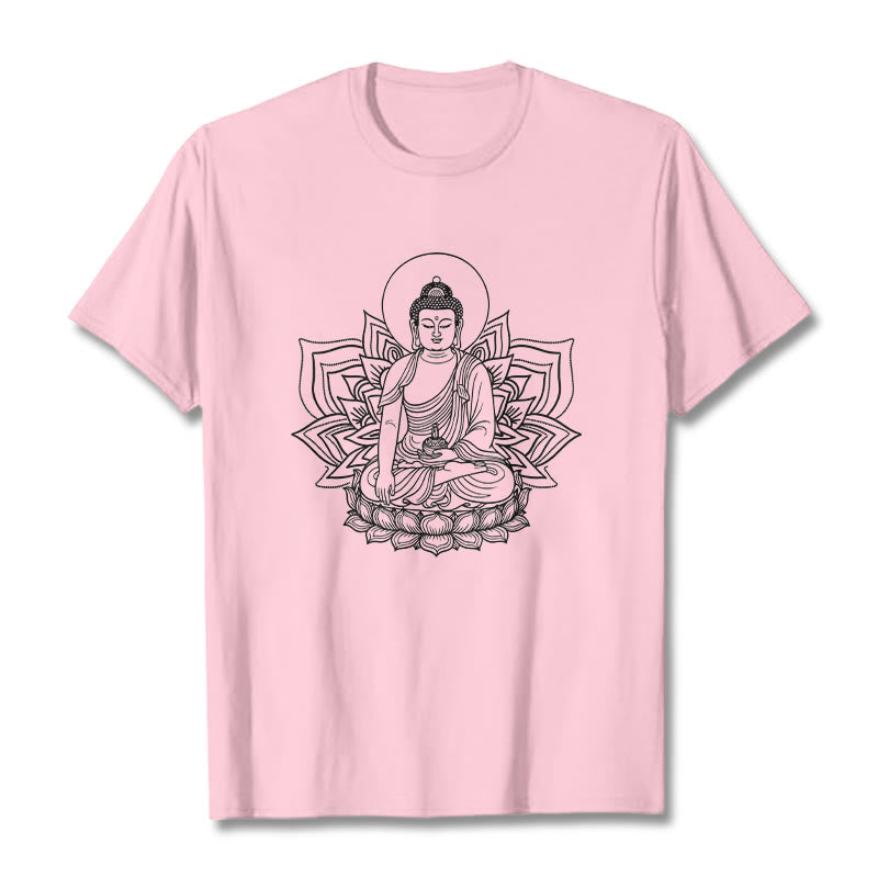 Nimara Ritual Medicine Buddha Seated On A Lotus Pedestal Tee T-shirt