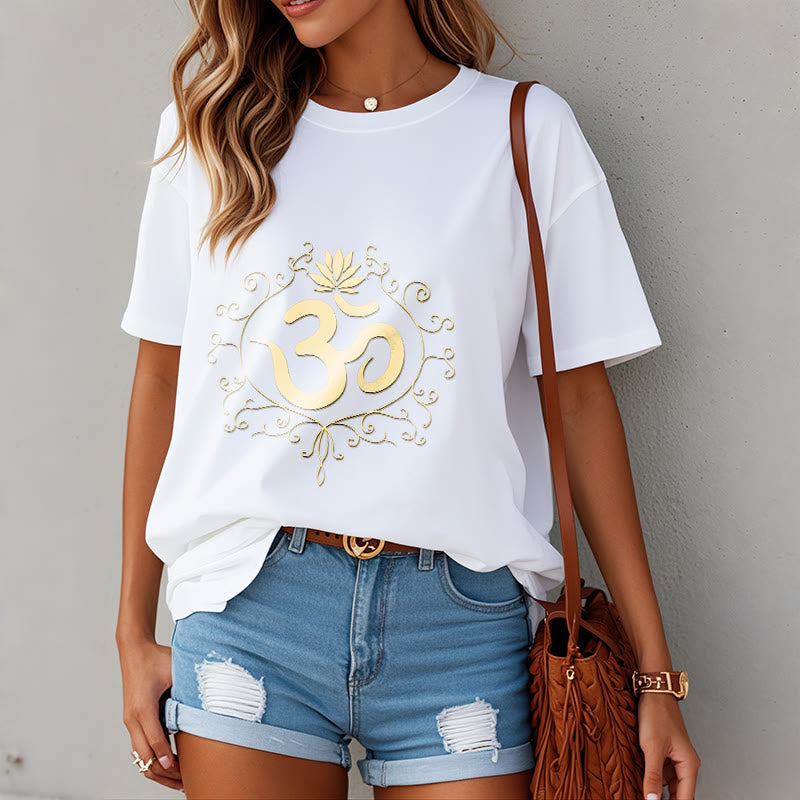 Nimara Ritual Om Symbol Vines Lotus Flower Tee T-shirt