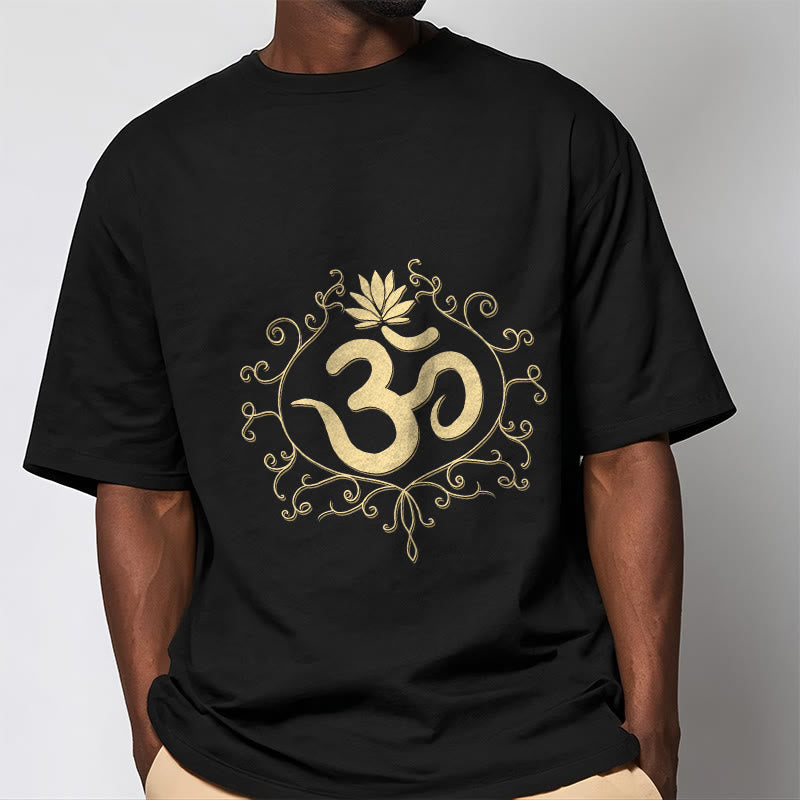 Nimara Ritual Om Symbol Vines Lotus Flower Tee T-shirt