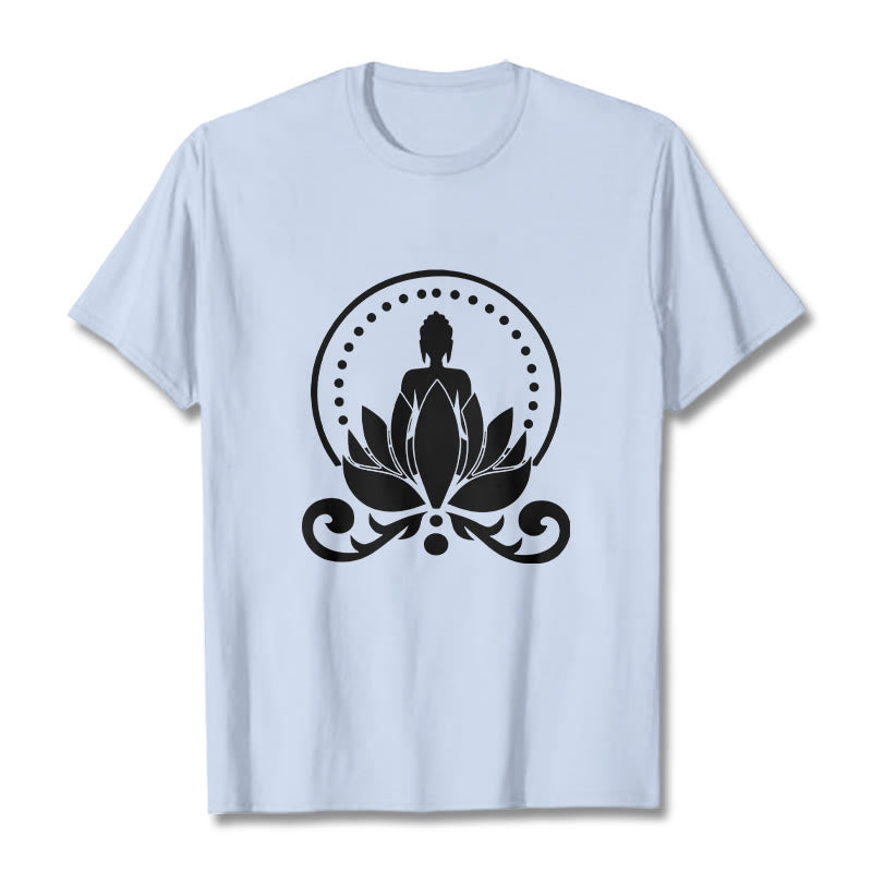 Nimara Ritual Meditation Buddha Seated On A Lotus Flower Tee T-shirt