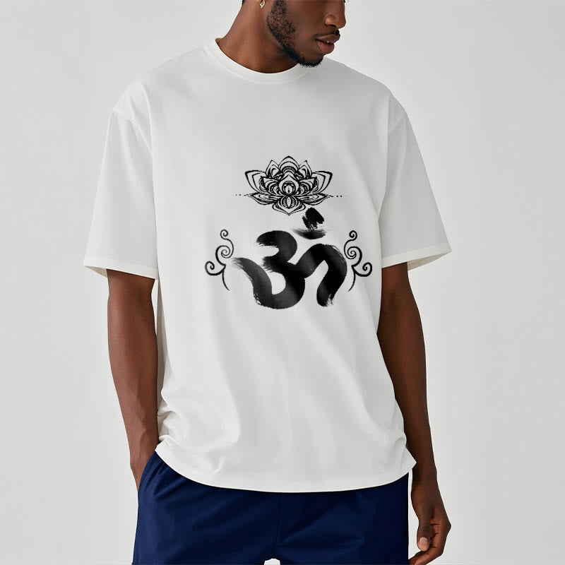 Nimara Ritual Om Symbol Sanskrit Floral Tee T-shirt