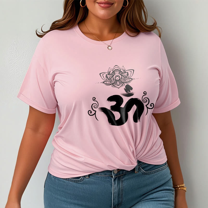 Nimara Ritual Om Symbol Sanskrit Floral Tee T-shirt