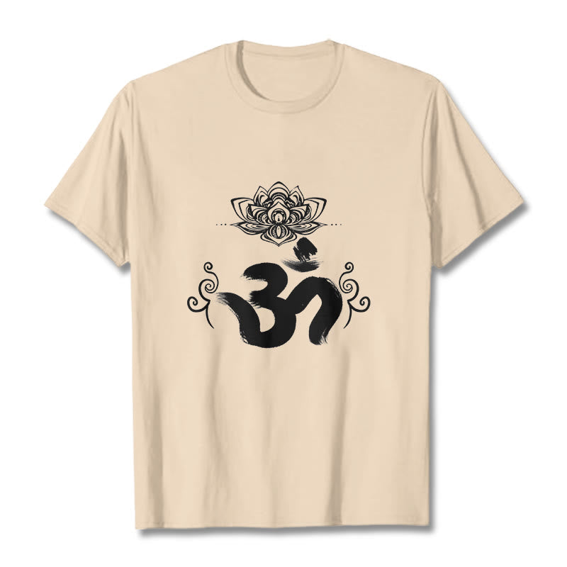 Nimara Ritual Om Symbol Sanskrit Floral Tee T-shirt
