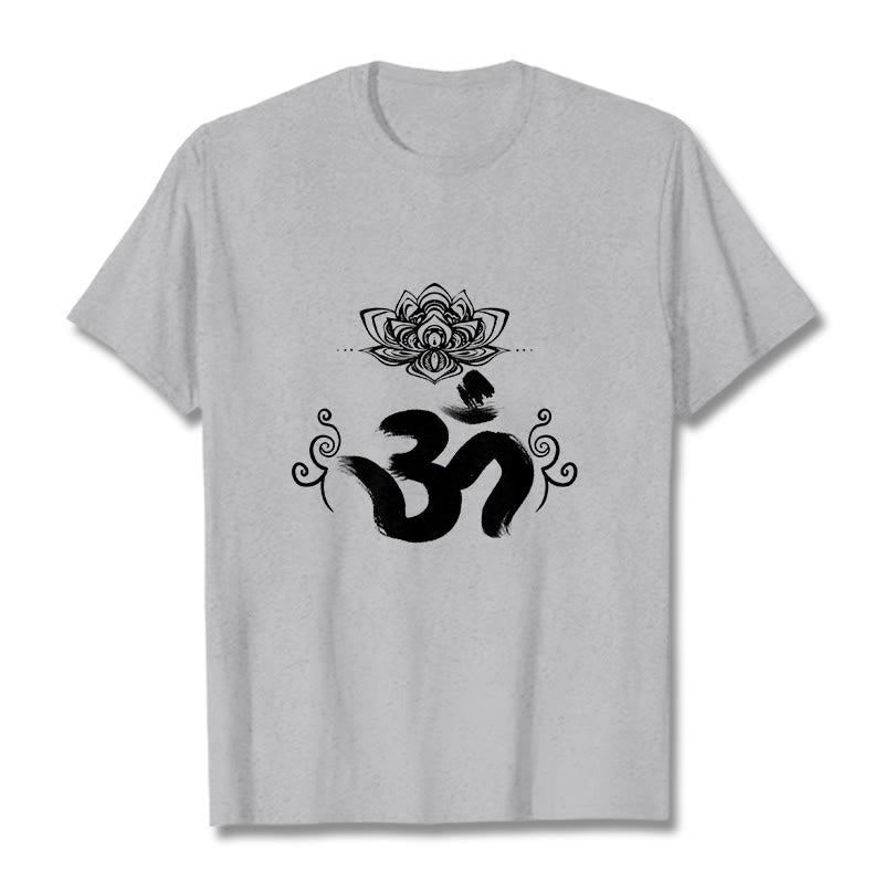 Nimara Ritual Om Symbol Sanskrit Floral Tee T-shirt