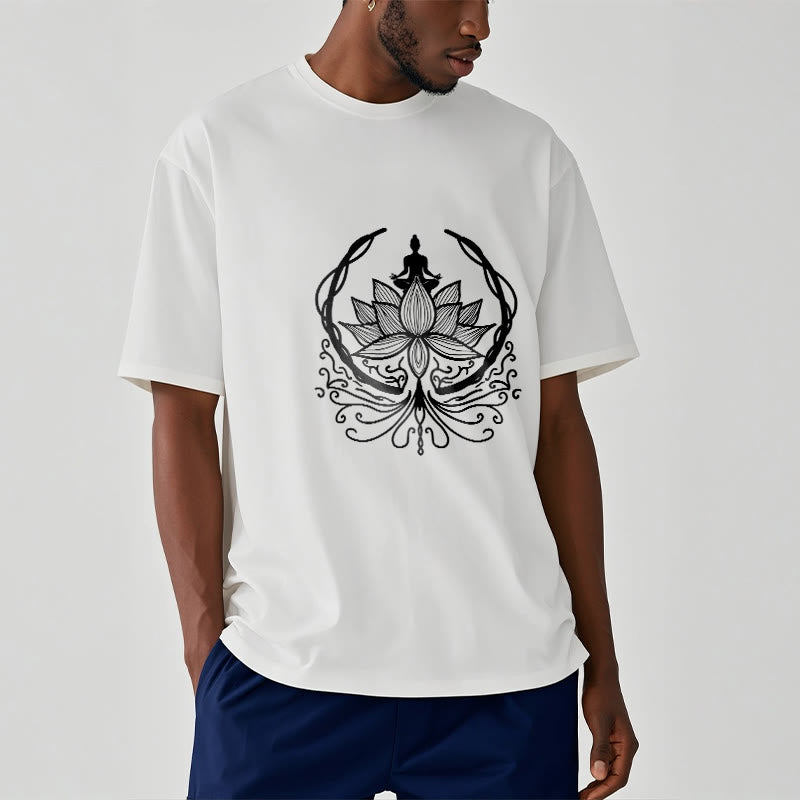 Nimara Ritual Meditation Buddha Seated Inside A Lotus Flower Tee T-shirt