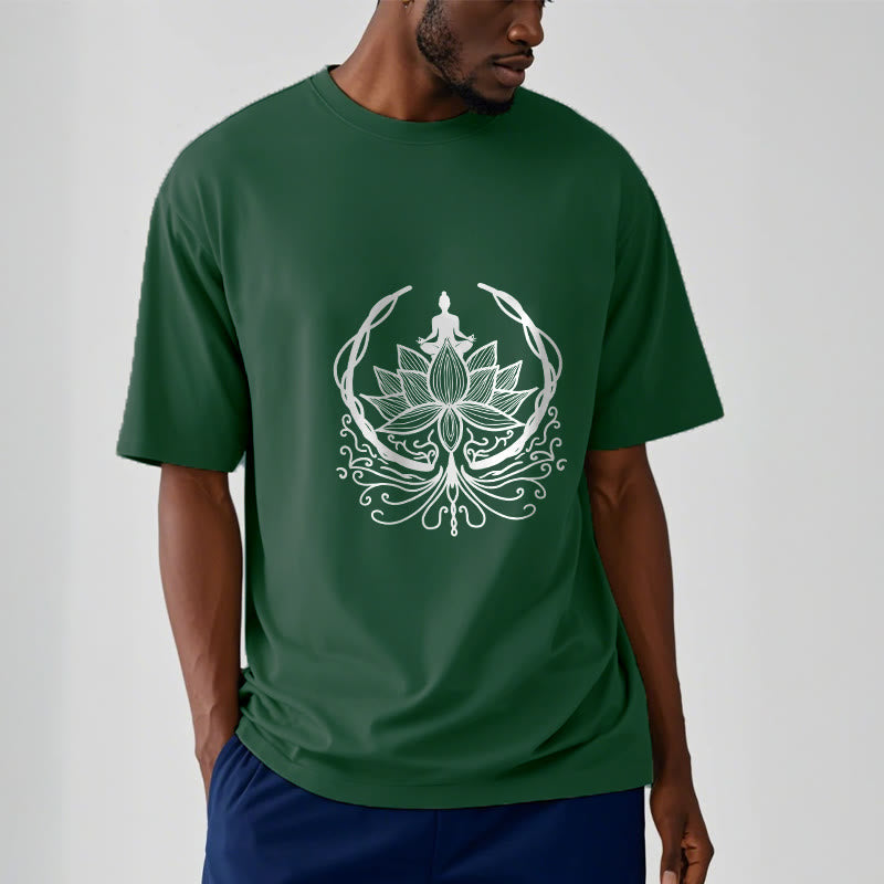 Nimara Ritual Meditation Buddha Seated Inside A Lotus Flower Tee T-shirt