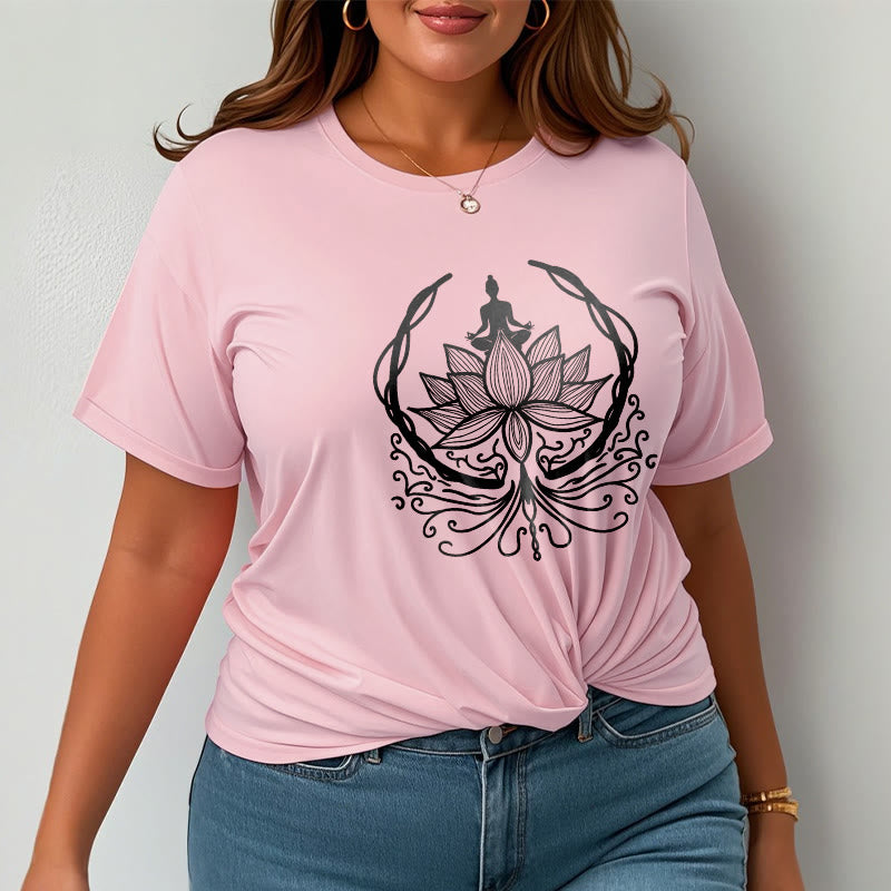 Nimara Ritual Meditation Buddha Seated Inside A Lotus Flower Tee T-shirt