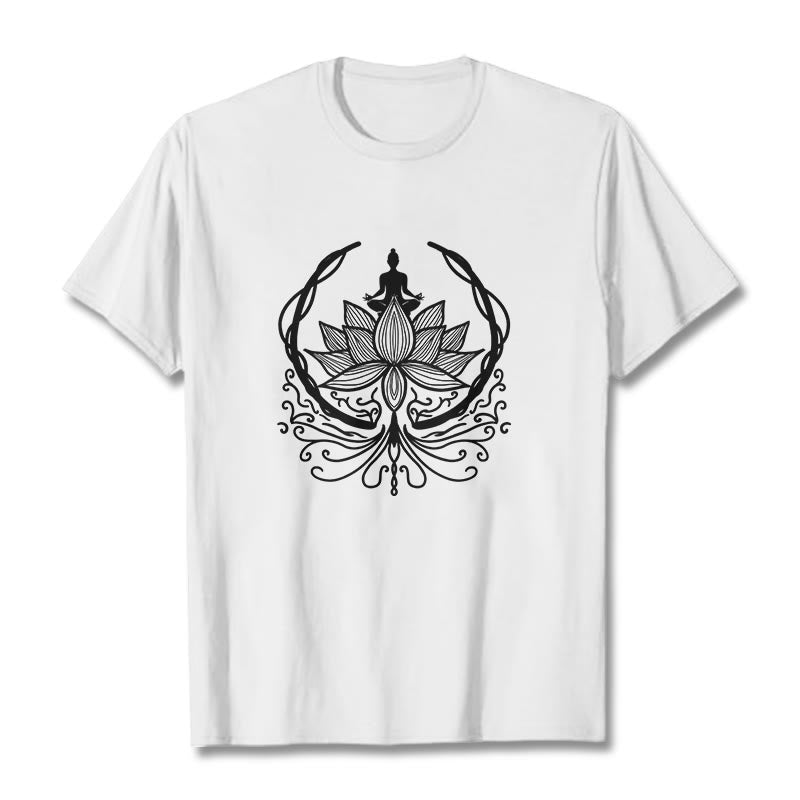 Nimara Ritual Meditation Buddha Seated Inside A Lotus Flower Tee T-shirt