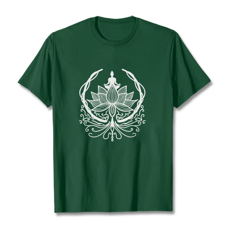Nimara Ritual Meditation Buddha Seated Inside A Lotus Flower Tee T-shirt