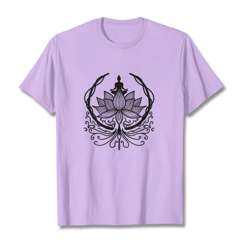 Nimara Ritual Meditation Buddha Seated Inside A Lotus Flower Tee T-shirt