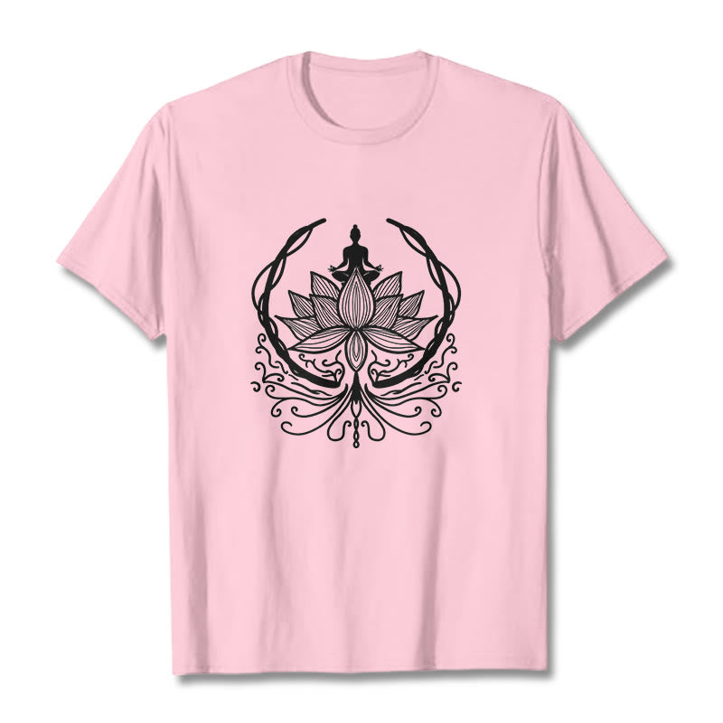 Nimara Ritual Meditation Buddha Seated Inside A Lotus Flower Tee T-shirt